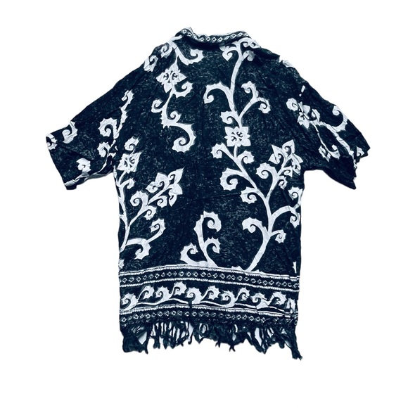 Vintage Baik Baik Hawaiian Rayon Beaded Fringe Button Shirt Women’s XL - Picture 2 of 7